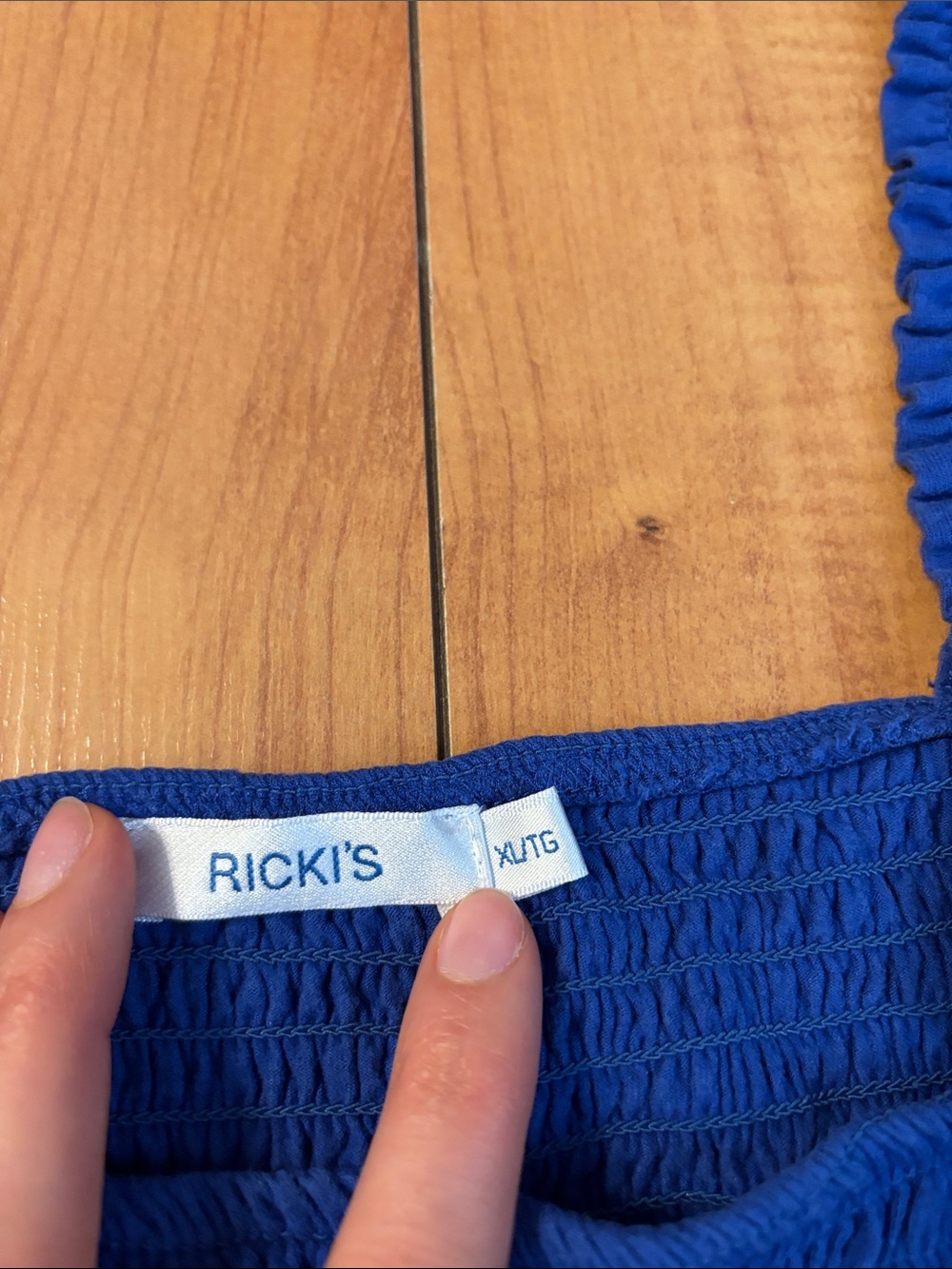 Ricki's Smocked Ruffle Strap Tank Top - Royal Blue - Picture 2 of 6